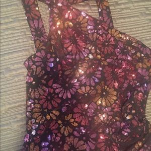 David MeisterCocktail one shoulder sequence dress